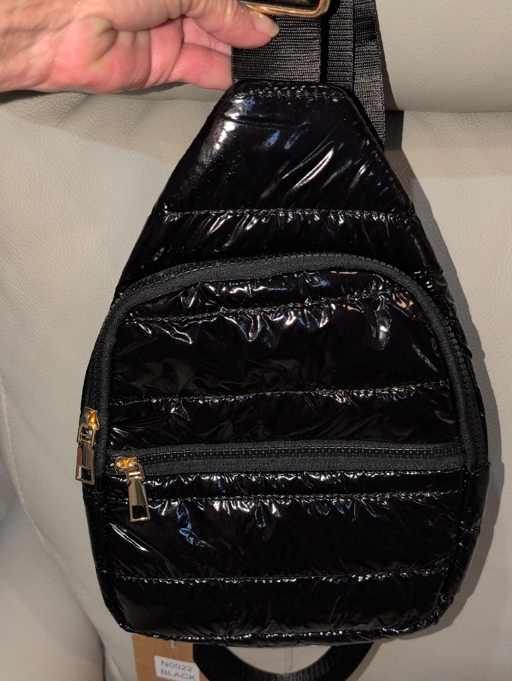 Sleek Black Quilted Crossbody Sling Bag - NWT
